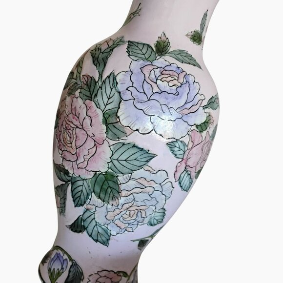 Vintage Toyo Porcelain Famille Rose Vase, Pink Embossed Floral Flowers Macau 10" - Picture 5 of 9